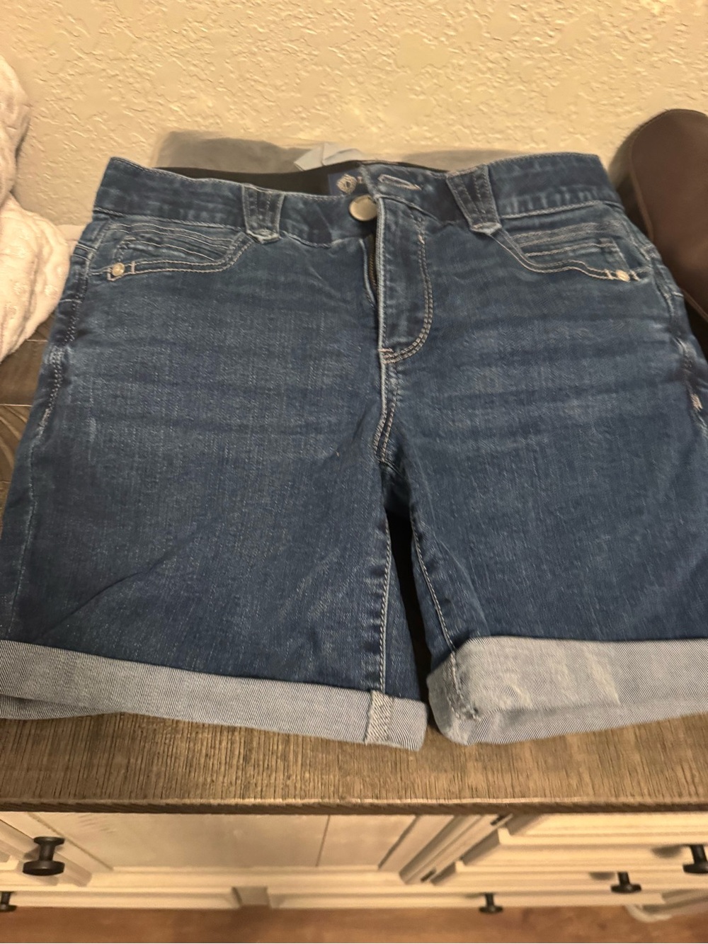 Democracy Dark Blue Rolled Hem Denim Shorts